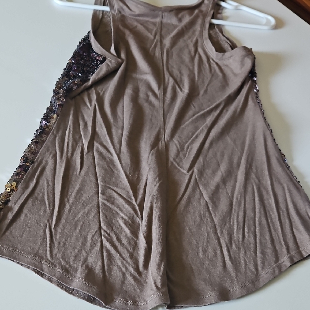 Express Sequin Tank Top in Gold and Brown - Picture 6 of 7